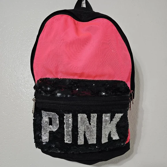 PINK Victoria\'s Secret Sequin Black Backpack - Preowned Victoria main image 4